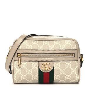 GUCCI 
GG Supreme Monogram Calfskin Mini Ophidia Bag Beige Mystic White Oatmeal